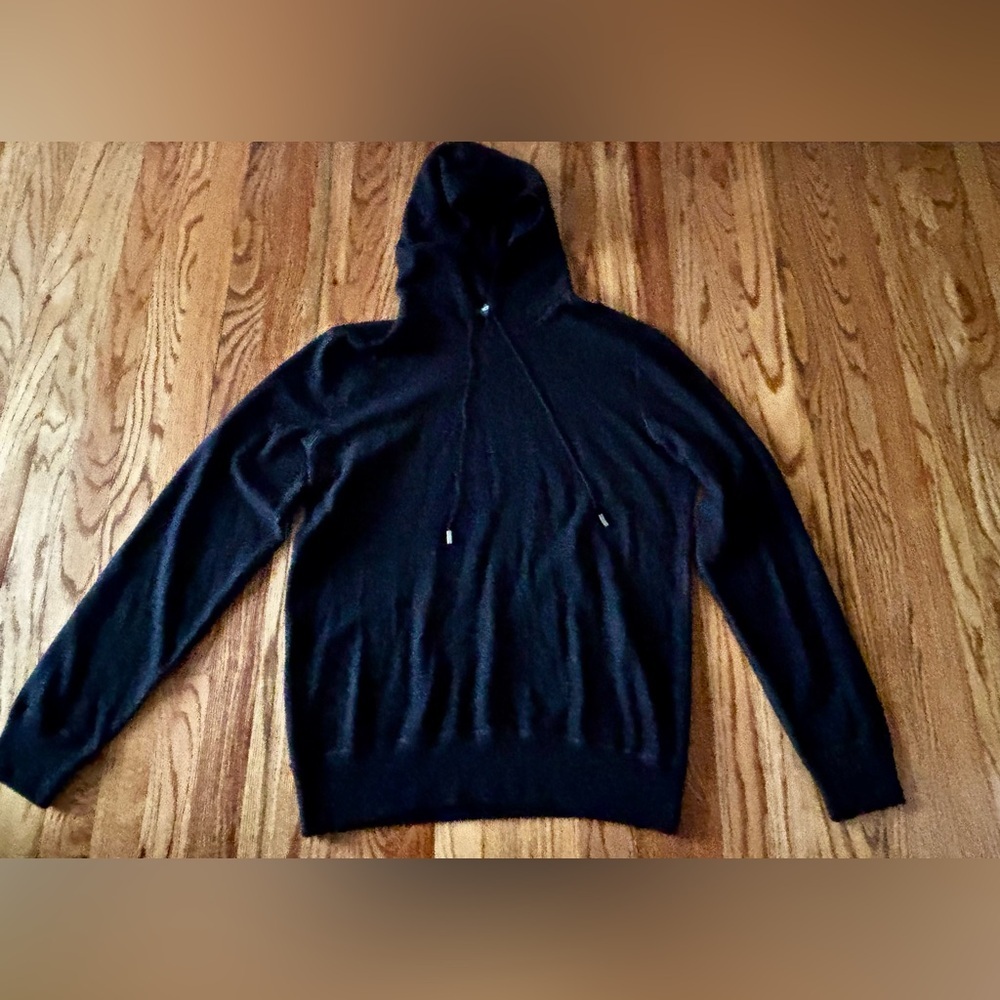 Dolce & Gabbana Black Cashmere Knit Hoodie Dg Logo Made In Italy - Medium
